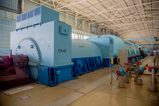 Turbo generator with hydrogen cooling at the machinery room of Nuclear Power Plant