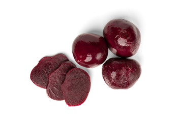 Boiled beet isolated on white background.