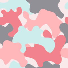 Seamless abstract pink, blue and grey blot pattern