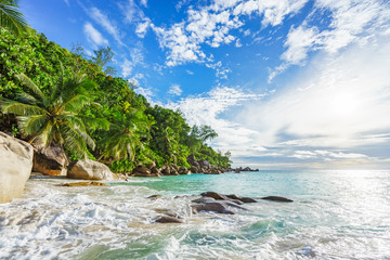 sunny day on paradise beach anse georgette,praslin seychelles 39
