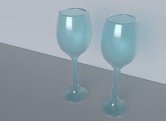 The realistic clear wine glass on grey background