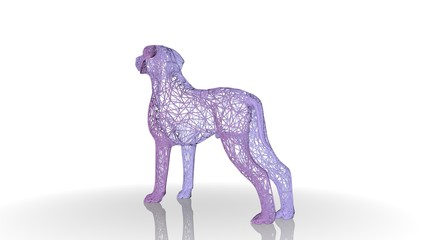 3d rendering of an artistic animal with reflection isolated on white background