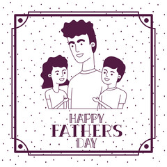 happy fathers day card with dad and kids