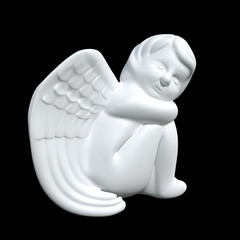Figure of an angel on black background