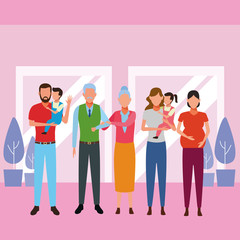 Obraz premium family avatar cartoon character