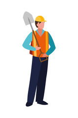 builder construction worker with shovel