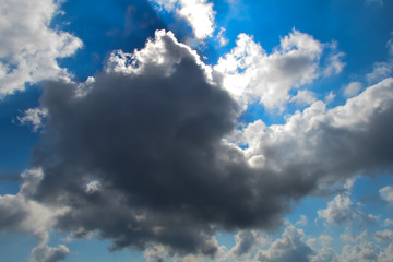 Obraz premium Sky with thunderstorm clouds and sun