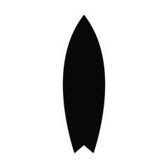 A black and white vector silhouette of a surfboard