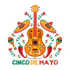 Cinco de Mayo card of mexican culture decoration