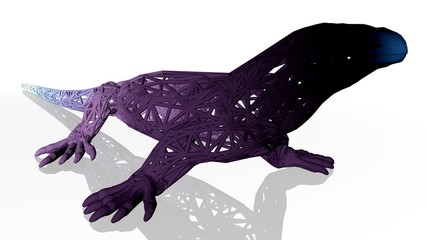 3d rendering of an artistic animal with reflection isolated on white background