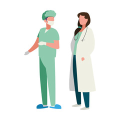 couple of professional workers characters