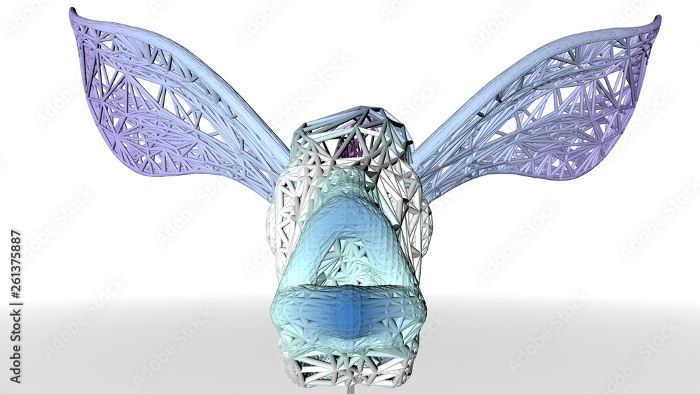 Aufkleber 3d rendering of an artistic animal with reflection isolated on white background