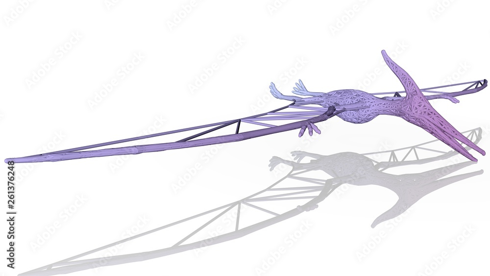 Poster 3d rendering of an artistic animal with reflection isolated on white background
