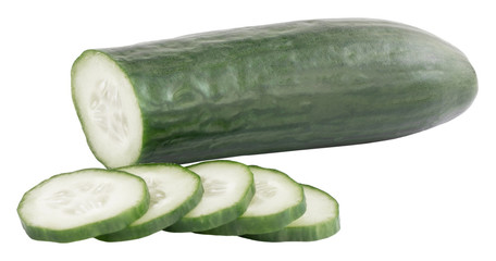 Slice of cucumber isolated on white background