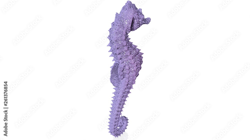 Poster 3d rendering of an artistic animal with reflection isolated on white background