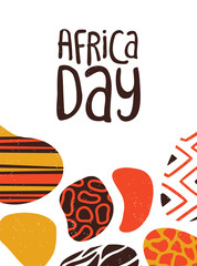 Happy Africa Day card of tribal african art