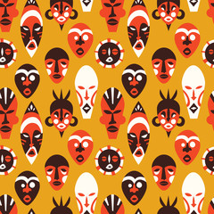 Obraz premium Tribal African mask art background pattern