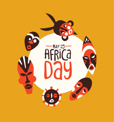 Africa Day card of tribal african mask art