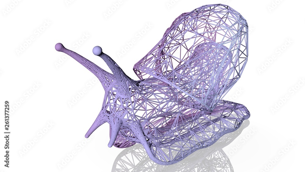 Poster 3d rendering of an artistic animal with reflection isolated on white background