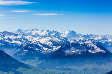 Panorama of beautyful Alp mountains in Switzerland