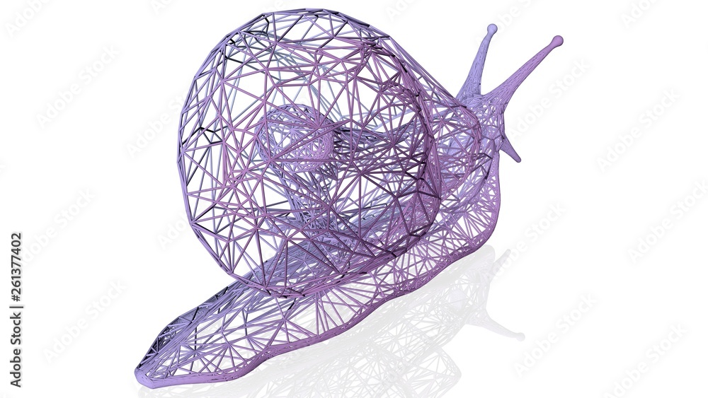Poster 3d rendering of an artistic animal with reflection isolated on white background
