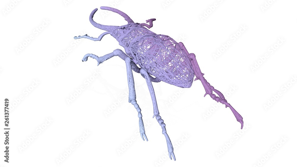 Aufkleber 3d rendering of an artistic animal with reflection isolated on white background