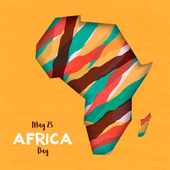Happy Africa Day card of african paper cut map