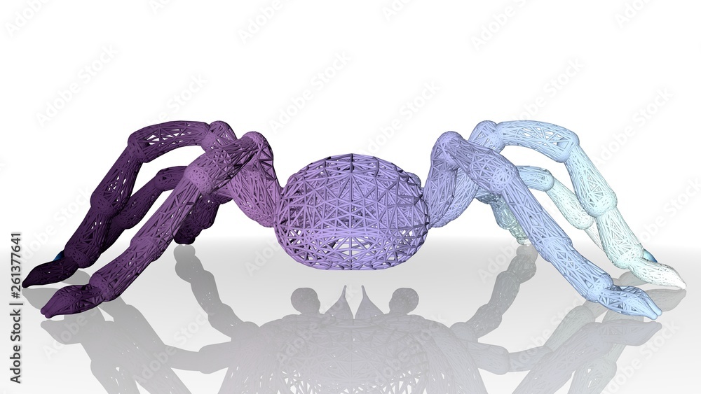Poster 3d rendering of an artistic animal with reflection isolated on white background
