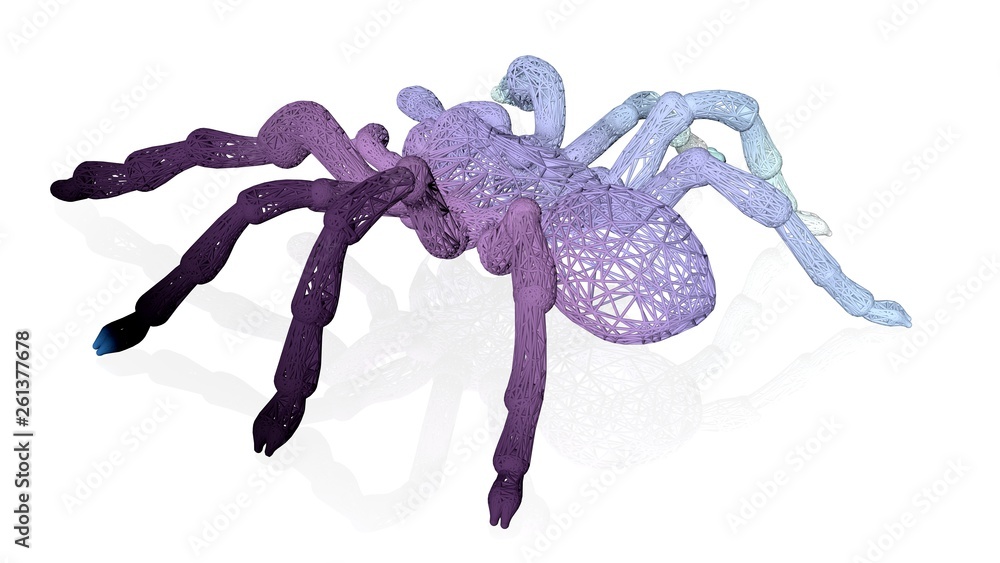 Aufkleber 3d rendering of an artistic animal with reflection isolated on white background