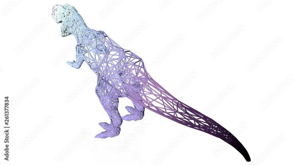 Poster 3d rendering of an artistic animal with reflection isolated on white background