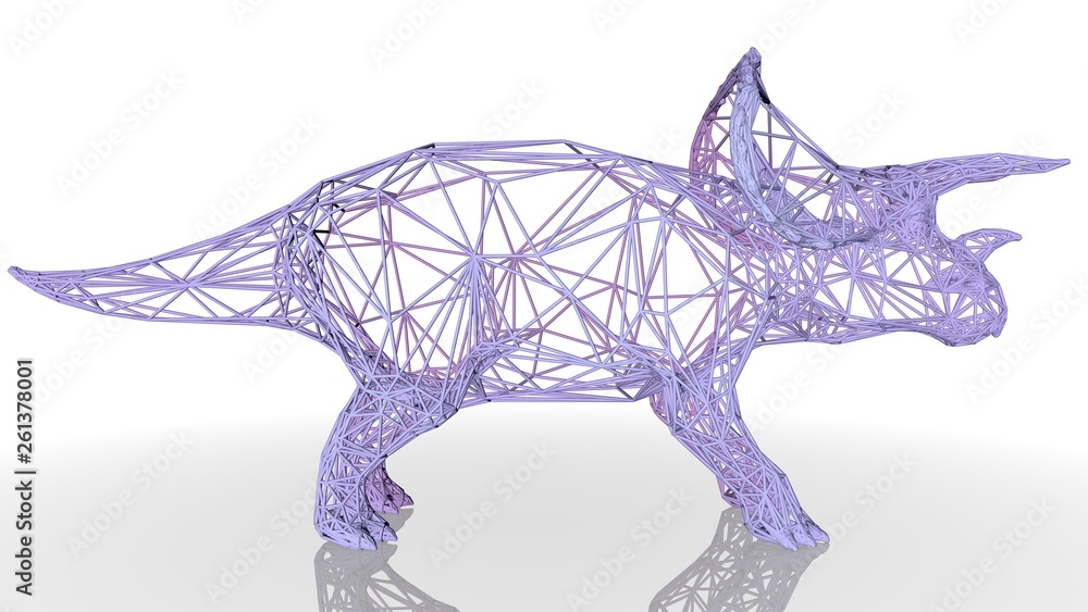 Aufkleber 3d rendering of an artistic animal with reflection isolated on white background