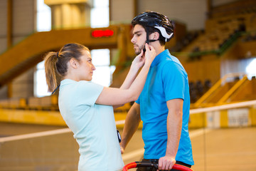 securing the bikers helmet