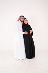 Arab Couple in traditional dress on white background