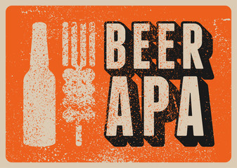 Beer Apa typographical vintage style grunge poster design. Retro vector illustration. - obrazy, fototapety, plakaty