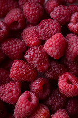 fresh raspberry macro top view