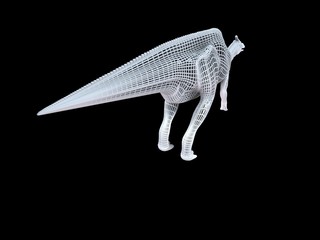 3d rendering of a white wired dino isoalted on black background © Archmotion.net