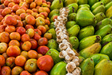 tomatoes, garlic and avocados