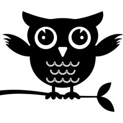 Owl silhouette on a branch