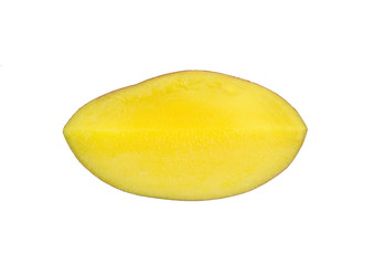 Juicy dessert mango isolated on white background. Sweet Mango slices.