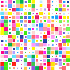 Mosaic of a bright colorful squares on a white background. 