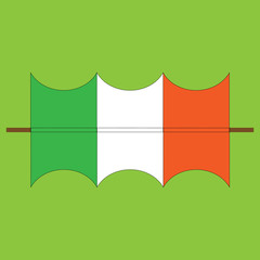 Irish flag on the green background