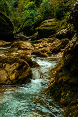 the wilderness of the cliff of the mountain river