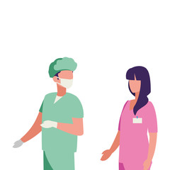 couple of professional workers characters