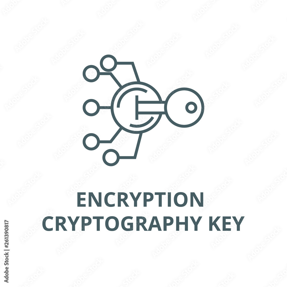 Poster encryption, cryptography key line icon, vector. encryption, cryptography key outline sign, concept s