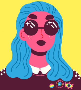 Portrait of young woman with cool sunglasses