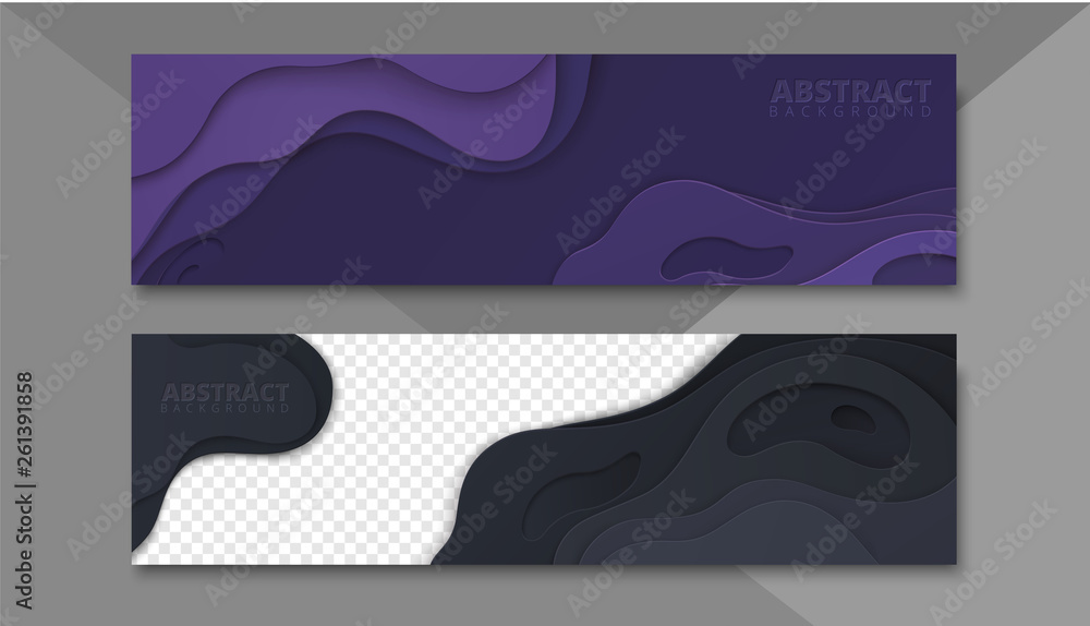 Wall mural set of abstract colorful banners with geometric pattern.