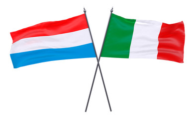 Fototapeta na wymiar Luxembourg and Italy, two crossed flags isolated on white background. 3d image