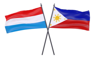 Fototapeta na wymiar Luxembourg and Philippines, two crossed flags isolated on white background. 3d image