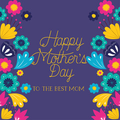 Fototapeta na wymiar happy mothers day card with floral decoration