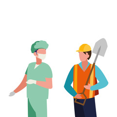 couple of professional workers characters